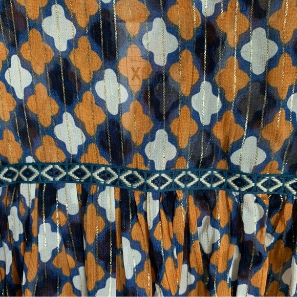 NWT Zara Woman Premium Denim Collection Geometric Print Metallic Blouse - Picture 5 of 10